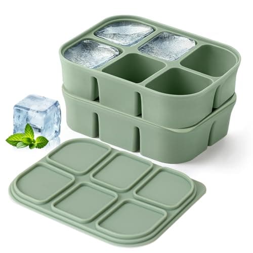 Tvmania Ice Cube Tray 2 Pack - Stackable Large Silicone Ice Cube Freezer Molds & Easy Release Square Ice Cube Maker with Removable Lid BPA Free for Cocktail,Whiskey - Image 1