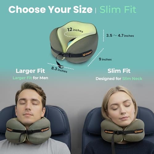 Cesperi® Travel Neck Pillow for Airplanes, Ergonomic Design for Petite Neck, Airplane Neck Pillow with Memory Foam, Travel Essentials for Flights, Car Rides, and Home Rest, Small (Avocado Green) - Thumbnail 5