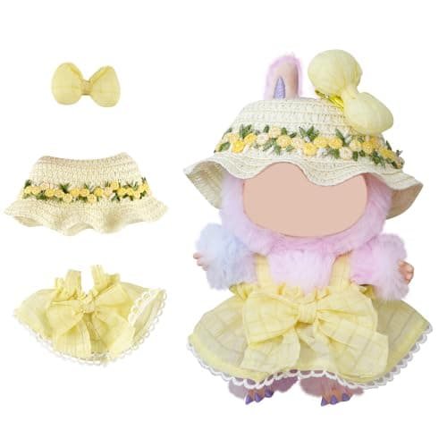 3 Sets of Clothes for Doll - 17cm Dolls Clothes Handmade Crochet Outfit for Hat, Top & Accessories Set for Cute Figures (No Doll) - Image 1