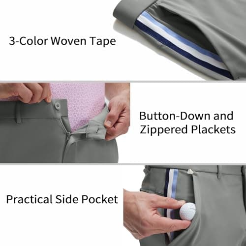 M MAELREG Men's Golf Pants 30"/32"/34" Stretch Dress Pants Lightweight Breathable Quick Dry Slacks Trousers Pockets Iron Gray - Thumbnail 5