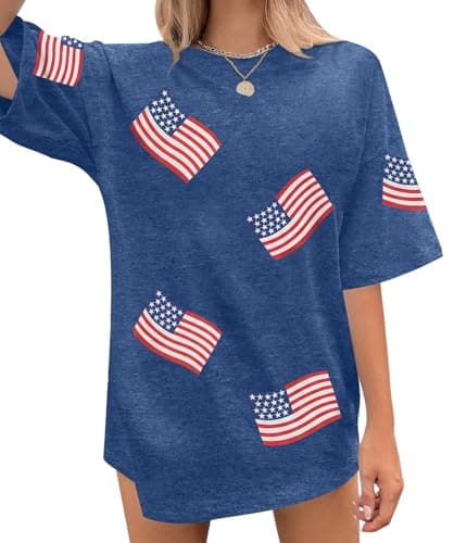 American Flag Shirts for Women: 4th of July T Shirt USA Shirt Oversized Patriotic Tshirt USA Stars Stripes Tee Tops - Image 1