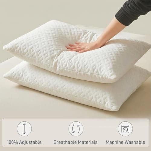 CLD COLLECTIONS Bed Pillows Cross Cut Memory Foam for Sleeping,Queen Size Bedding Pillow(White), Washable Supportive Pillow for Sleeping, Adjustable Density for Back, Stomach and Side Sleeper - Thumbnail 6