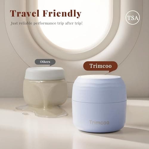 Trimcoo New Travel Toiletry Containers [Ultra Leakproof] TSA-Approved, PLA Hard Shell Jars with 5 Magnetic Labels, Wide Mouth Bottles for Lotion, Cleanser, Shampoo, Conditioner, Blue, 3 Pack, 1OZ - Thumbnail 4