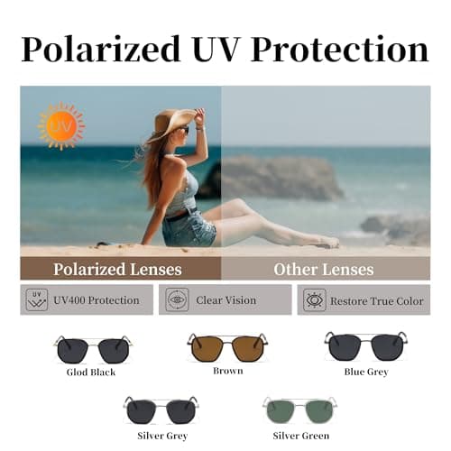 BOBUXLIIN Retro Trendy Womens Aviator Sunglasses Square Polarized UV Protection Sunglasses Women Tangle Free Vintage - Thumbnail 4