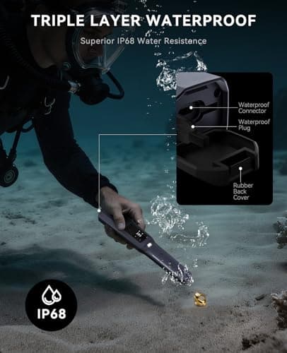 SUNPOW Metal Detector Pinpointer Rechargeable with LCD Screen – Adjustable Sensitivity, 4 Modes, IP68 Waterproof Handheld Metal Detector Wand for Adults & Kids – GD01 - Thumbnail 5