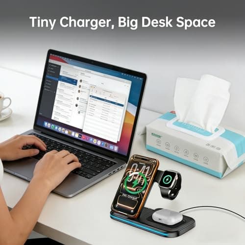 PGBFFY [Qi] 3 in 1 Charging Station for iPhone, 21W Wireless Charging Station, Stand Multiple Devices for Apple, for iPhone 17 16 15 14-8 Pro Max, Watch, AirPods 4 3 Pro, Nightstand, Desk, Trip, Gift - Thumbnail 6