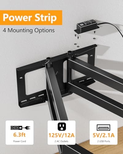 FORGING MOUNT Full Motion TV Wall Mount for 50-90 inch TVs, Heavy Duty Articulating Arm Holds 198 lbs with 43 Inch Long Extension, Fits Flat/Curved Screens, Max VESA 600x400mm - Thumbnail 4
