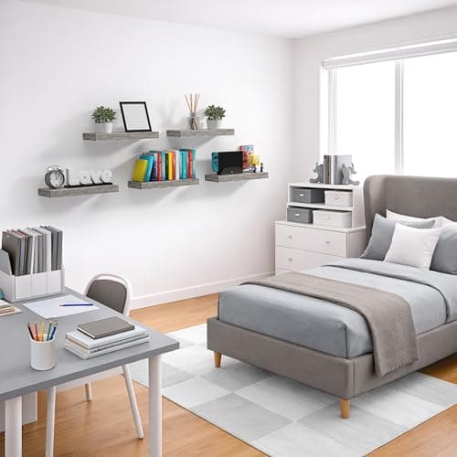 Sorbus Floating Shelves for Wall – 16 Inch Floating Shelf for Kitchen, Bedroom, Living Room, Bathroom, Home & Wall Decor - Mounted Bathroom Shelves with Invisible Brackets (Grey, 2 Pack) - Thumbnail 6