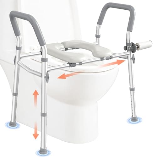 Toilet Seat Risers for Seniors, FSA and HSA Eligible Raised Toilet Seat with Handles, Adjustable Height & Width, Fits All Body Sizes and Toilets,for for Elderly, Handicap, Post-Surge