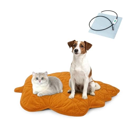 Vagascape Dog Bed, Waterproof Pet Bed with Washable Removable Cover, Comfort Cat Dog Pad for All Seasons, Heating Yellow Maple-Leaf Shape Cat Mat with Nonskid Bottom(57"x47") - Image 1