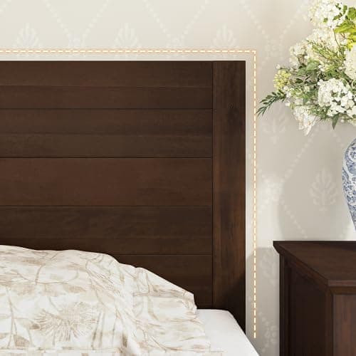 Cozyman Wood Platform Bed Frame Queen Size with Headboard, Camas Queen, Acacia Wood, No Box Spring Needed, Easy Assembly, Walnut - Thumbnail 5