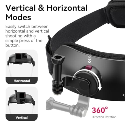 ULANZI CM027 Camera Head Strap Mount Support Vertical Shots for GoPro Hero 13 12 11 10 9 8 7 6 5 4 Session 3+ 3 2 1 Max, DJI Osmo Action, Insta360, Action Cameras Head Mounted - Thumbnail 3