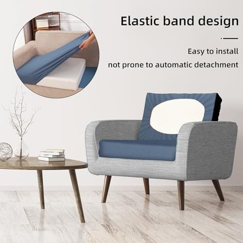 8Pcs Stretch Patio Cushion Covers,Outdoor Couch Covers Replacement,Outdoor Couch & Sofa Slipcovers,for Patio Furniture Cushion Covers,Washable Reusable Furniture Protector (Grey Blue,Cover Only) - Thumbnail 6