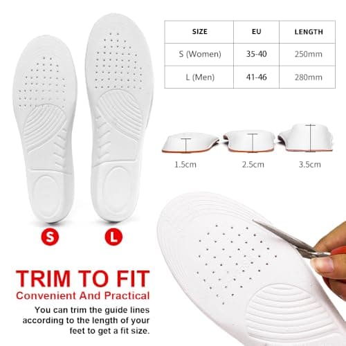 Height Increase Insole 2.5cm Breathable High Full Shoe Insoles Shoe Inserts Cushion Pads Lift Kits Elevator Insoles for Women US4-7 - Thumbnail 5
