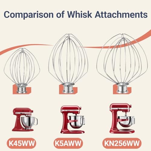 Whisk Attachment Stainless Steel Wires Whip Dishwasher Safe K45WW Parts Fits 4.5 Quart and 5 QT KitchenAid Tilt-Head Stand Mixer - Thumbnail 6