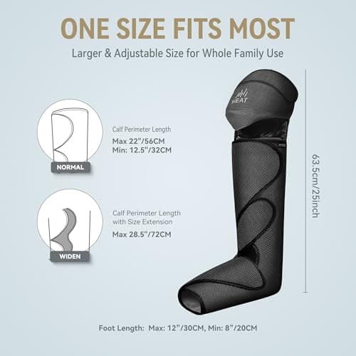 FIT KING Foot and Leg Compression Massager for Circulation and Pain Relief with Knee Heating Therapy - Handheld Controller 3 Modes 3 Intensities - Gift for Mom Wife Family - Thumbnail 6