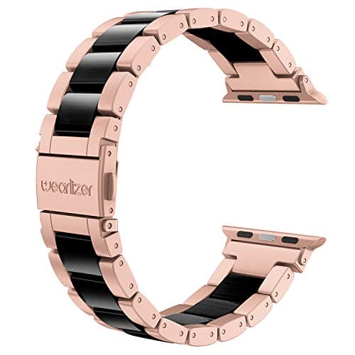 Wearlizer Compatible with Apple Watch Bands 38/40/41/42mm Womens Wristband for iWatch SE Stainless Steel Black Resin Stylish Metal Replacement for iWatch Series 11 10 9 8 7 6 5 4 3 SE/Ultra 3 2 1