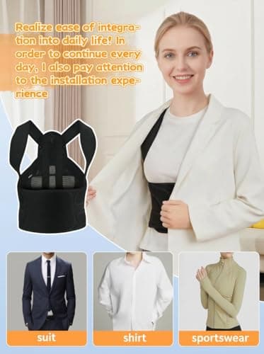 KAJICOO Posture Corrector for Women & Men, Back Brace Adjustable Full Back Support - Shoulder Straightener for Upper & Lower Back Pain Relief, Scoliosis, Hunchback, Hump, Thoracic Spine Correc (Medium) - Thumbnail 6