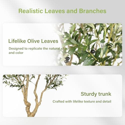 FEELEAD Faux Olive Tree 8ft, Tall Olive Trees Artificial Indoor with Natural Looking Trunk and Lifelike Fruits, Large Fake Olive Tree for Modern Home Office Decor - Thumbnail 2