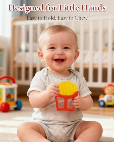 Chuya French Fries Teething Toy for Infants 0-18 Months, Silicone Baby Teether with Easy-Grasp Design, Sensory Toys Teething Relief,Gift for Boys Girls - Thumbnail 5