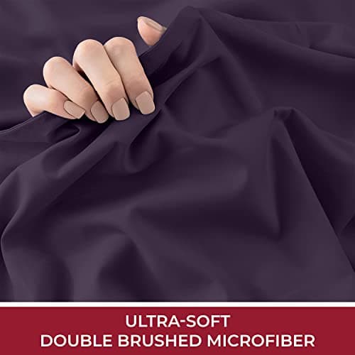 Mellanni California King Fitted Sheet - Iconic Collection Bedding Sheets with up to 16 inch Deep Pocket - Soft & Cooling - Fade & Stain Resistant - 1 PC (Cal King, Purple) - Thumbnail 6