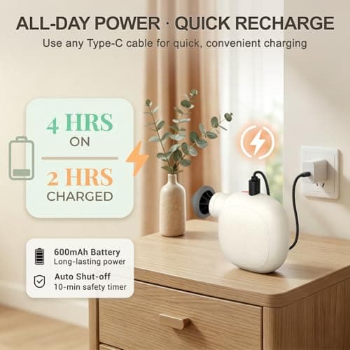 CottonHK Portable Mini Massage Gun, Handheld Percussion Massager with 4 Heads 4 Speeds, USB-C Rechargeable Muscle Massager for Neck, Shoulders, Back, Legs, Travel, Office, Home - Thumbnail 6