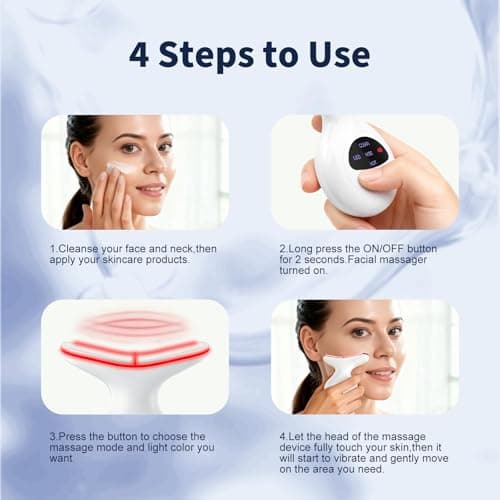 Red Light Therapy for Face, Multifunctional Face Massager with Micro-Current, LED Light Therapy & Vibration, at-Home Skin Care Face Sculpting Tool for Wrinkles, Micro-Current Facial Beauty Device - Thumbnail 5
