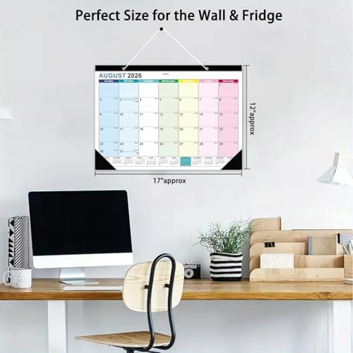2026-2027 Desk Calendar - 18 Month Desk Calendar 2026-2027, Jan 2026 - Jun 2027, 17" x 12", Large Desk Calendar with Thick Paper, Large Blocks, Stickers, Home or Office Calendar for Easy Organizing - Thumbnail 2