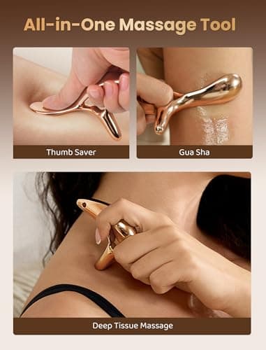 lifechill Trigger Point Massage Tool for Gua Sha, Lymphatic Drainage Massager, Deep Tissue Thumb Saver Acupressure Tool for Full Body Pain Relief, Gold - Thumbnail 2