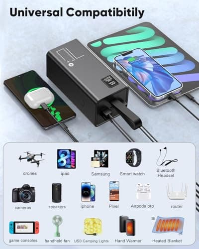 Portable Charger 70000mAh Power Bank Fast Charging, External Battery Pack High Capacity, 30W USB C Battery Bank PD&QC 3.0,5 Output 2 Input, LED Display Powerbank for iphone Tablet Camping Travel - Thumbnail 6