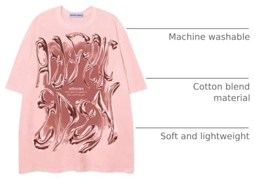 Aelfric Eden Metalic Graphic Tees Men Y2k Oversized T Shirts Women Vintage Tees Pink Summer Tops - Thumbnail 3