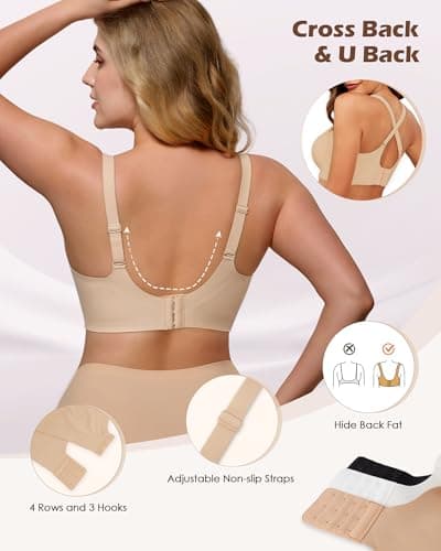 As Fairy Comfort Wireless Lift Bra for Women - Smooth Full Coverage Push Up Bras for Everyday Wear Nude 36A - Thumbnail 3