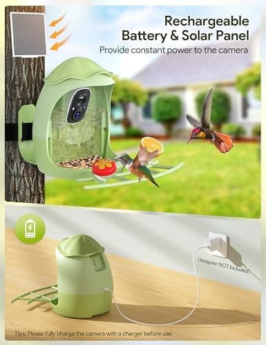 ​Osoeri AI Smart Bird Feeder with Camera - 2K HD Live Video & AI Identify Birds, Solar Powered Birdfeeder for Outdoors, 2.4GHz WiFi, Real-Time Alerts, Best Gifts for Bird Lovers & Families - Thumbnail 6