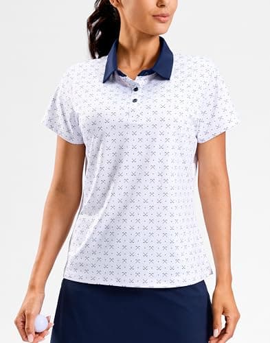 SANTINY Golf Polo Shirts for Women Short Sleeve Quick Dry 3 Buttons Collared Pickleball Shirt Summer Golf Tennis Tops (White Golf Clubs_2XL) - Thumbnail 2