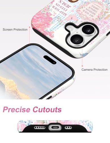 Aitipy Compatible with MagSafe Christian Collage Case for iPhone 17 Pro, Cute Magnetic Aesthetic Blue Pink Jesus Soft TPU and Hard PC Shockproof Protective Phone Cover for Women Girls - Thumbnail 5