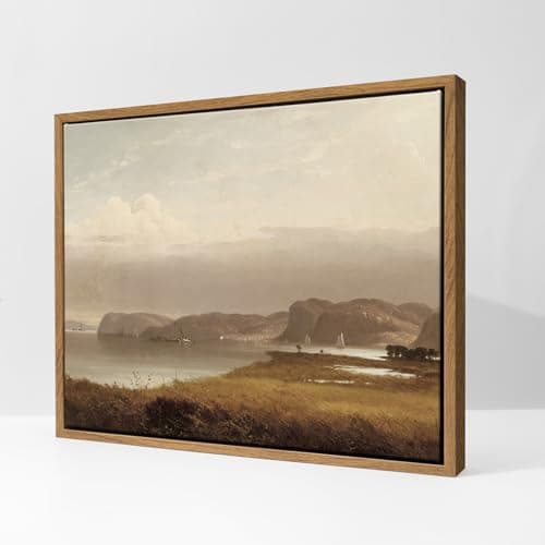 DAJONART Vintage Floating Framed Wall Art for Living Room Bedroom Bathroom, Rustic Landscape Wall Art Hudson River Canvas Prints, Antique Framed Christmas Wall Decor for Farmhouse Rustic Home, 12"x16" - Image 1