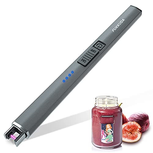 FUKKUDA Electric Candle Lighter with Safety Switch - USB Rechargeable Windproof & Flameless Plasma Arc Lighter for Easter Basket Stuffers (Space Grey) - Image 1