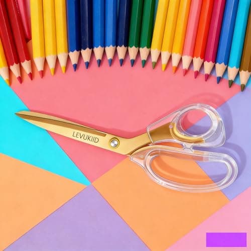 scissors all purpose scissors for office, 9 Inch Titanium Coated Blades and Ergonomic, Clear Sscissors for Office Desk, Modern Design for Craft, Sewing, fabric,Office/Gold - Thumbnail 5