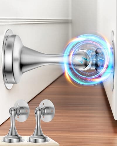 Door Stoppers Magnetic Door Catch - 2 Pack Stainless Steel Heavy Duty Door Holder Stops for Bottom Top of Door - Wall Floor Mounting No Drill Strong Adhesive & Screws Strong Magnet Keep Door Open