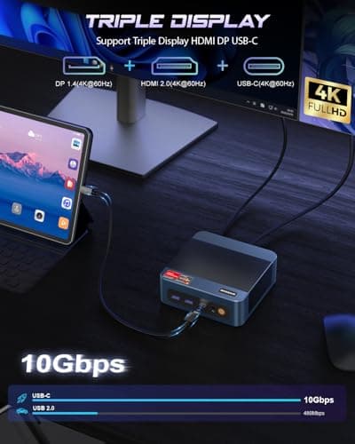 BOSGAME E5 11 Pro Mini PC Ryzen, 5300U 4-core 8-Thread, Dual LAN Desktop 8GB DDR4 256GB SSD Computers, Triple Displays HDMI 2.0x1, DisplayPortx1, USB-C x1, Wi-Fi 5, BT 5.0 - Thumbnail 6