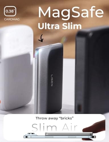 LISEN [0.3'' Ultra Slim [Qi2 15W Max] for MagSafe Battery Pack,5000mAh MagSafe Power Bank Wireless,Travel Essentials Portable Charger,Magnetic Power Bank for iPhone 17 Pro Max Plus Air 16 15 14 13 12 - Thumbnail 4