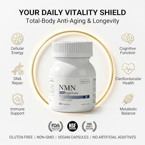 AOVITAO NMN Supplement 500mg Ultra Pure 99.8% | Stabilized Form | Supports NAD+ Production, Cellular Health & Healthy Aging | 60 Capsules - Thumbnail 2