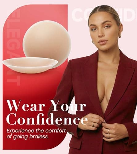 Seamless Invisible Nipple Covers for Women, 2 Pairs Reusable Ultra-thin Sticky Silicone Pasties, Washable Adhesive Breast Petals with Travel Case for Daily Wedding Swimwear Strapless Outfits - Thumbnail 3