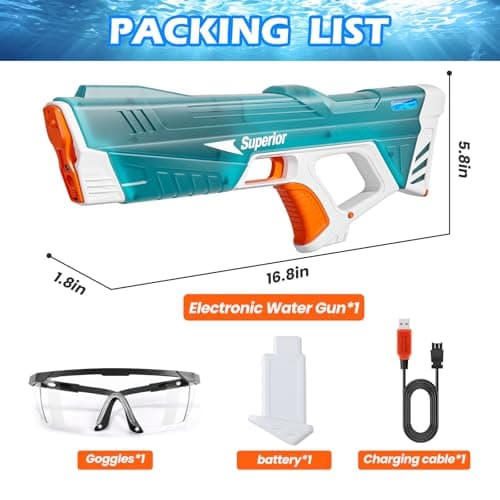 Skirfy Electric Water Gun for Adults Kids, Powerful Automatic Squirt Gun, High Powered Shooting 100+ Blasts, Strongest Auto Water Blaster, Long Range, Pool Outdoor Water Toy Game - Thumbnail 5
