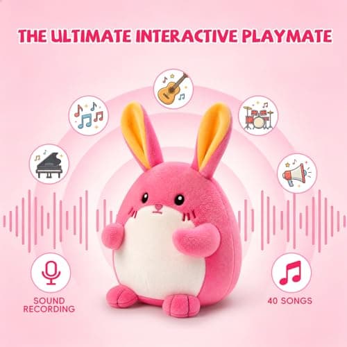Crawling Pink Bunny Baby Toy with 48 Songs & Record, Interactive Musical Plush Toy for Babies 6-12 Months, Rechargeable Dancing Stuffed Animal, Sensory Toy for Toddlers 1-3, Cute Baby Gift for Girls - Thumbnail 3