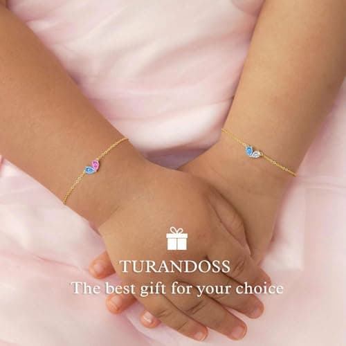 Turandoss October December Birthstone Bracelet for Women - Created Pink Sapphire, Tanzanite Bracelet Pear Birthstone Bracelets for Women, 14K Dainty Gold Plated Bracelets for Women’s Jewelry Gifts - Thumbnail 3