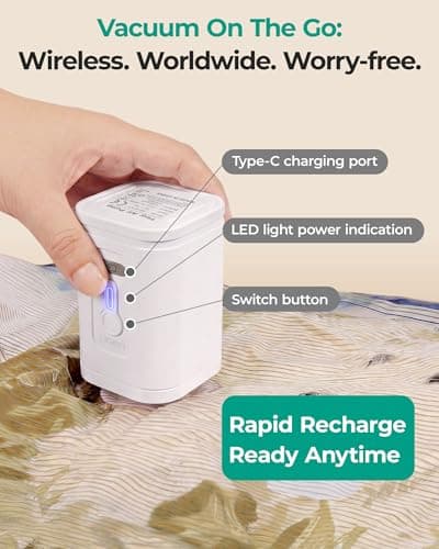 BAGSMART Travel Vacuum Bags with Rechargeable Electric Pump, 18PC Kit - Thumbnail 2