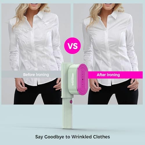 Portable Travel Steamer for Clothes, Fast Wrinkle Remover Garment Steamer for Home & Travel, 2-in-1 Iron & Steam with 90°Rotatable Head, Handheld Iron Steamer with LCD Temperature Display - Thumbnail 3