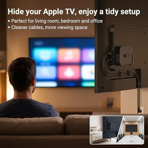 for Apple TV Mount Behind TV, TV Wall Ceiling Mounts Mount for Apple TV 4K, Compatible with All Apple TV Generations, Durable ABS with A Glossy - Black - Thumbnail 5