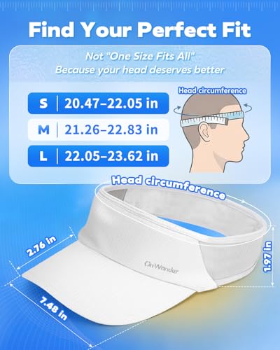 OnWander Sport Sun Visor Hat for Women - Lightweight Stretchy Polyester Spandex Quick Dry Sweatband Wrinkle Resistant - Packable for Golf Running Tennis Hiking Summer Outdoor White - Thumbnail 6
